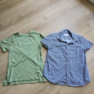 Little Boy Set of 2 short sleeve Class Club 6/7 Blue & Green Shirts EUC